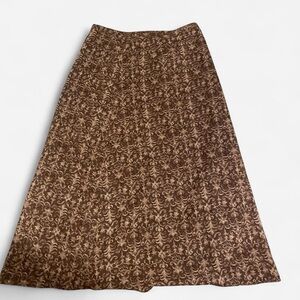 Chic Brown Floral A-Line Skirt